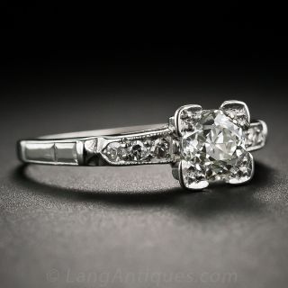 .72 Carat Art Deco Platinum and Diamond Engagement Ring