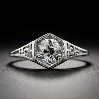 .73 Carat Art Deco Platinum Diamond Engagement Ring GIA H-VS1