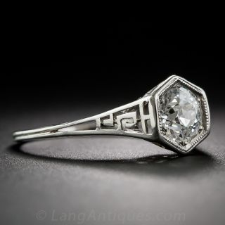 .73 Carat Art Deco Platinum Diamond Engagement Ring GIA H-VS1
