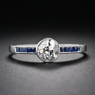 .73 Carat Art Deco Style Platinum and Diamond Engagement Ring