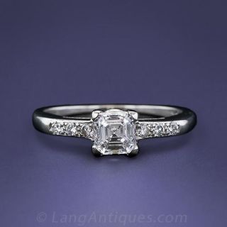 .73 carat Asscher Cut Vintage Diamond Ring