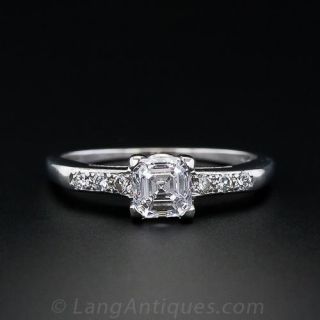 .73 carat Asscher Cut Vintage Diamond Ring