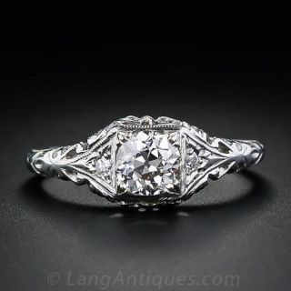 .73 Carat Euro-Cut  Filigree Diamond Ring