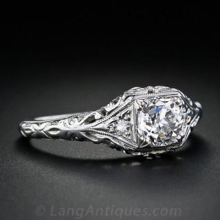 .73 Carat Euro-Cut  Filigree Diamond Ring