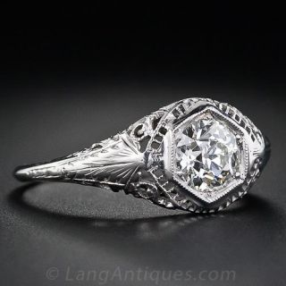 .74 Carat Diamond  Antique Filigree Engagement Ring