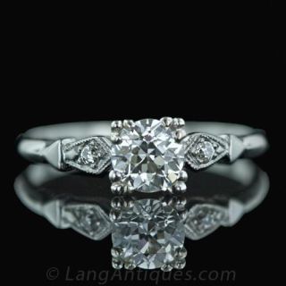 .74 Carat European Cut Diamond Engagement Ring Main View