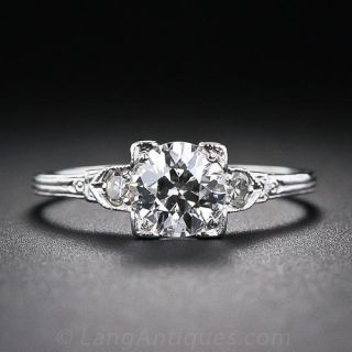 .74 European-Cut Diamond Art Deco Solitaire Engagement Ring