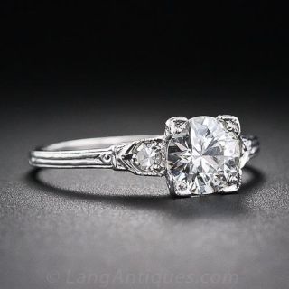 .74 European-Cut Diamond Art Deco Solitaire Engagement Ring