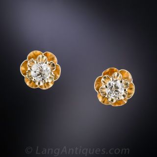 .75 Carat Antique Diamond Stud Earrings