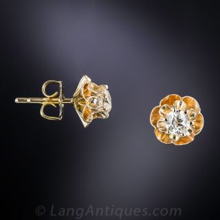 .75 Carat Antique Diamond Stud Earrings
