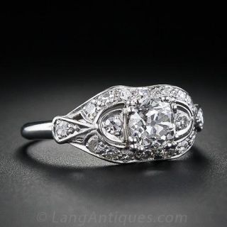 .75 Carat Art Deco Platinum Diamond Engagement Ring