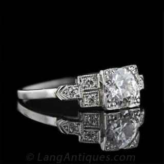 .75 Carat Diamond Platinum Deco Ring
