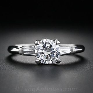 .75 Carat Diamond Traditional Mid-Century Platinum Engagement Ring