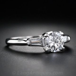 .75 Carat Diamond Traditional Mid-Century Platinum Engagement Ring