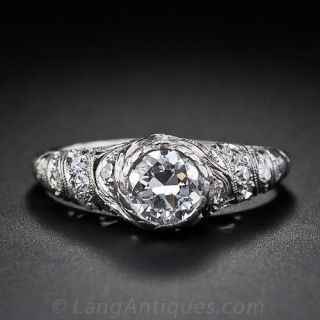 .75 Carat European-Cut Daimond Platinum  Engagement  Ring
