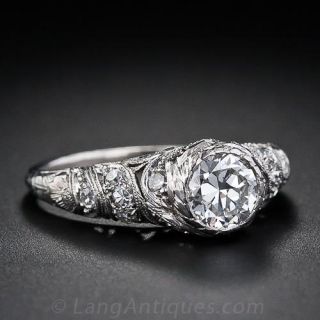 .75 Carat European-Cut Daimond Platinum  Engagement  Ring