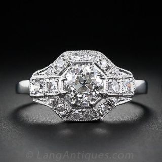 .75 Carat Octagonal Art Deco Diamond Ring