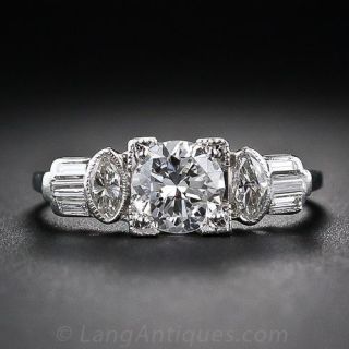 .75 Carat Platinum and Diamond Art Deco Engagement Ring 
