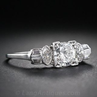 .75 Carat Platinum and Diamond Art Deco Engagement Ring 