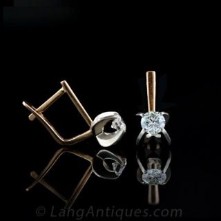 .75 Carat Soviet Russian Diamond Earrings
