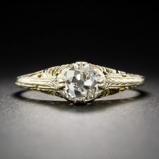 .76 Carat Antique Cushion Diamond Ring - Yellow Gold