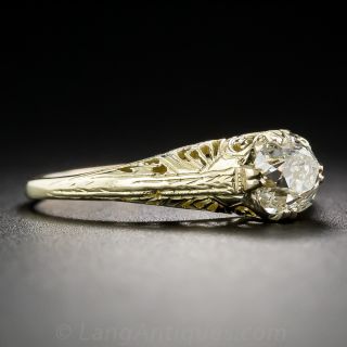 .76 Carat Antique Cushion Diamond Ring - Yellow Gold