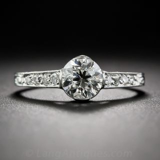 .76 Diamond and Platinum Vintage Engagement Ring - GIA H-VS1