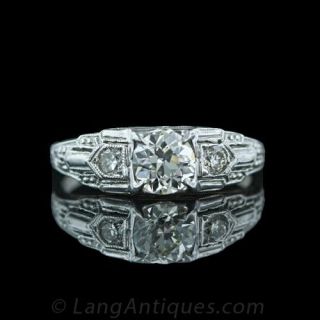 .77 Carat Art Deco Diamond Engagement Ring Main View