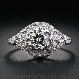 .77 Carat Edwardian Diamond Ring in Platinum