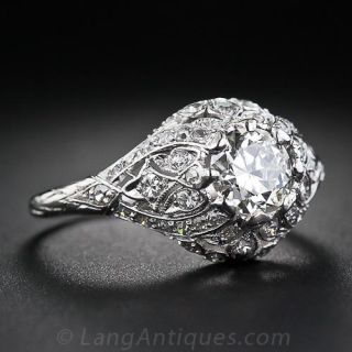 .77 Carat Edwardian Diamond Ring in Platinum