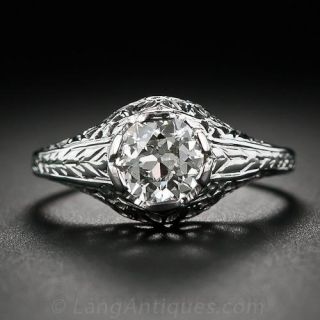 .77 Carat European-Cut Diamond Filigree Ring