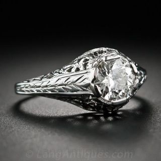 .77 Carat European-Cut Diamond Filigree Ring