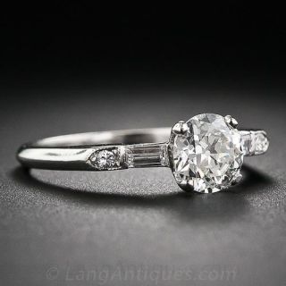 .77 Carat Vintage Platinum and Diamond Engagement Ring