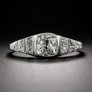 .79 Carat Cushion-Cut Diamond Art Deco Engagement Ring - GIA J VS1
