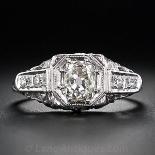 .79 Carat Diamond Art Deco Filigree Engagement Ring