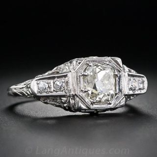 .79 Carat Diamond Art Deco Filigree Engagement Ring
