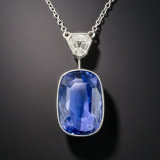 8.11 Carat Burma No-Heat Sapphire Platinum and Diamond Pendant - AGL