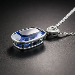 8.11 Carat Burma No-Heat Sapphire Platinum and Diamond Pendant - AGL