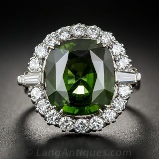 8.50 Carat Green Zircon and Diamond Ring - 2