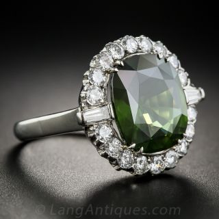 8.50 Carat Green Zircon and Diamond Ring