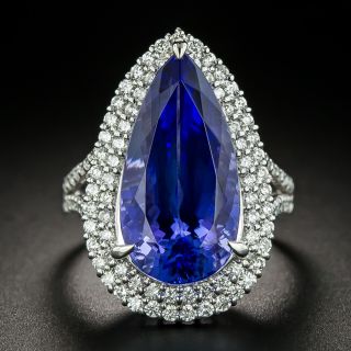 8.60 Carat Pear-Cut Tanzanite and Diamond Halo Ring - 2