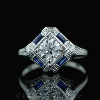 .80 Carat Art Deco Diamond Engagement Ring Main View
