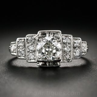 .80 Carat Art Deco Platinum and Diamond Engagement Ring