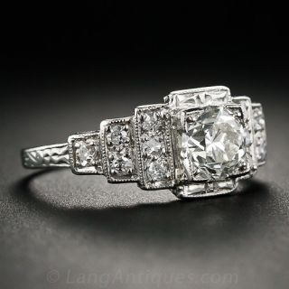 .80 Carat Art Deco Platinum and Diamond Engagement Ring