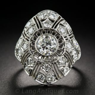 .80 Carat Center Art Deco Diamond Dinner Ring