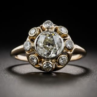 .80 Carat Center Vintage Diamond Cluster Ring