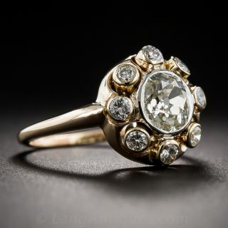 .80 Carat Center Vintage Diamond Cluster Ring