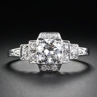 .80 Carat Diamond and Platinum Art Deco Engagement Ring