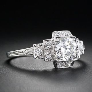 .80 Carat Diamond and Platinum Art Deco Engagement Ring