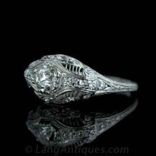 .80 Carat European cut Diamond Filigree Engagement Ring
